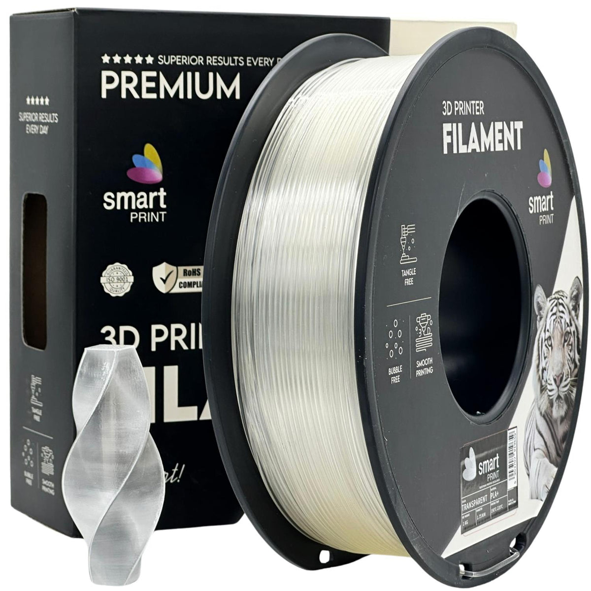 PLA+ transparent (transparent) 1.75 mm, 1 kg - Smart Print
