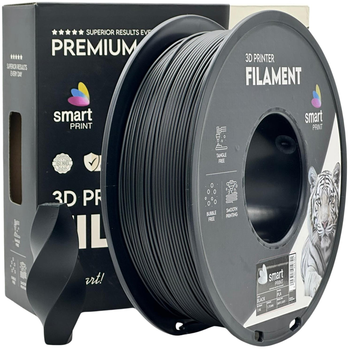 PLA black (juodas) 1,75 mm, 1 kg – Smart Print