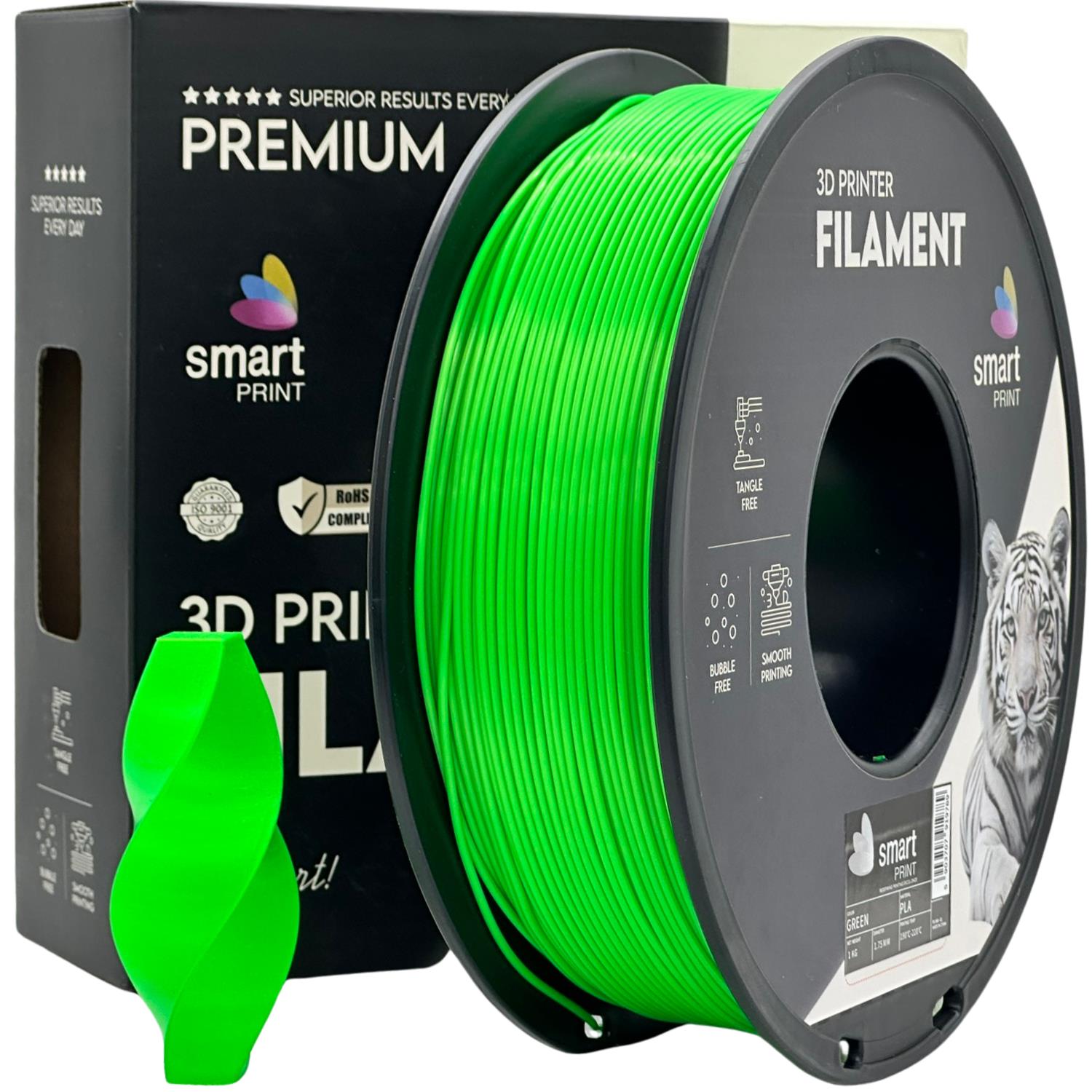PLA green (žalias) 1,75 mm, 1 kg – Smart Print