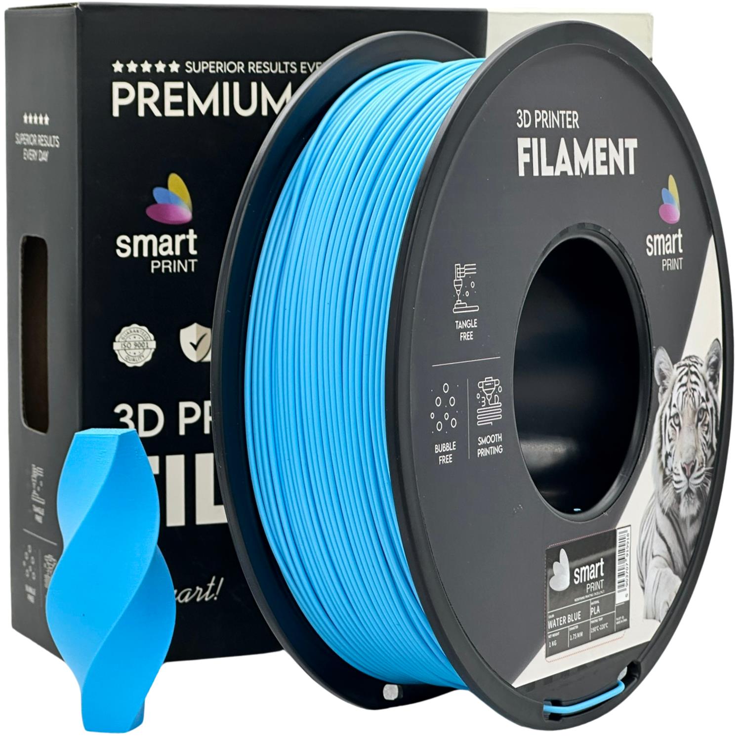 PLA Water Blue (vandens mėlyna) 1,75 mm, 1 kg – Smart Print