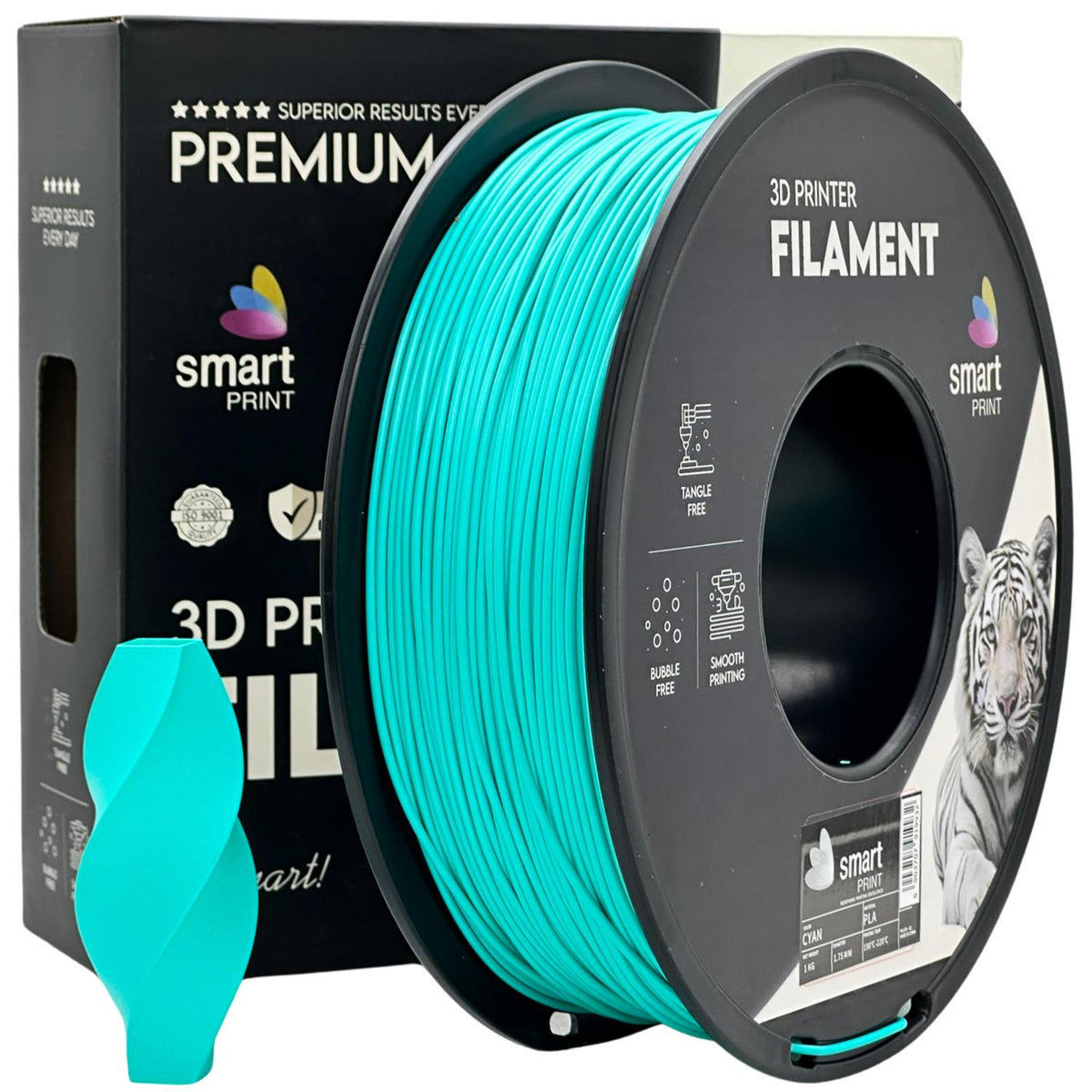 PLA Cyan (žydras) 1,75 mm, 1 kg – Smart Print