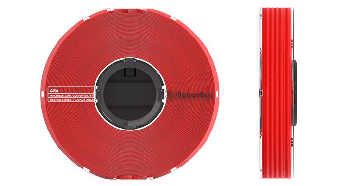 Method X ASA Red (raudona) 1,75 mm, 0,65 kg – MakerBot