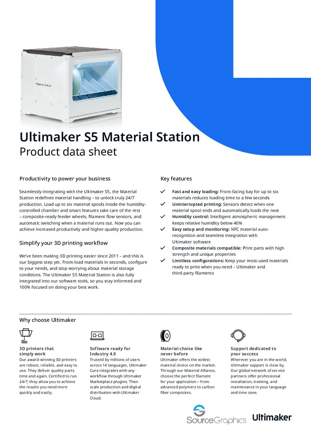 UltiMaker S5 ričių valdymo skyrius